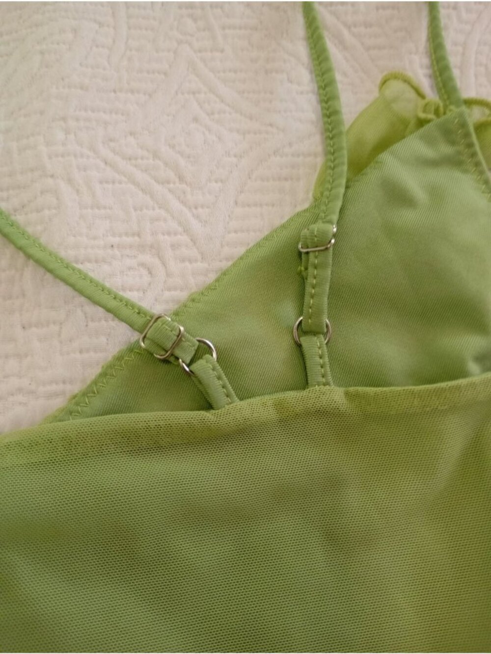 Oh Polly Cutout Dress Ruffled Asymmetric Mini Size US 6 UK 10 Green - Picture 10 of 15